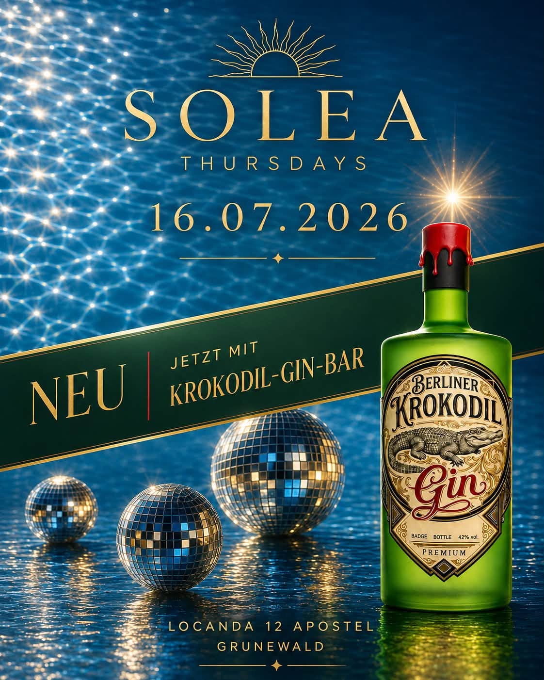 AFTER-WORK EVENT SOLEA THURSDAYS IN KOOPERATION MIT BERLINER KROKODIL GIN
